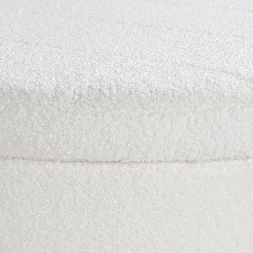 Baynes Storage Ottoman in Ivory Sherpa Fabric