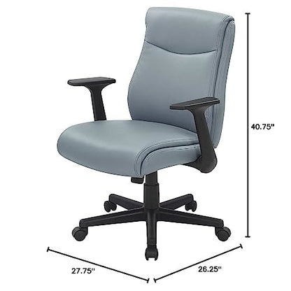 Mid-Back Managers Chair with Flip Up Arms in Charcoal Grey Faux Leather