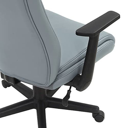 Mid-Back Managers Chair with Flip Up Arms in Charcoal Grey Faux Leather