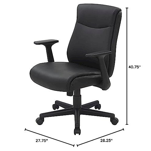 Mid-Back Managers Chair with Flip Up Arms in Black Faux Leather