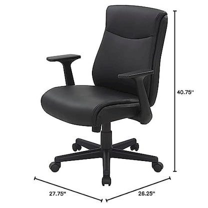 Mid-Back Managers Chair with Flip Up Arms in Black Faux Leather