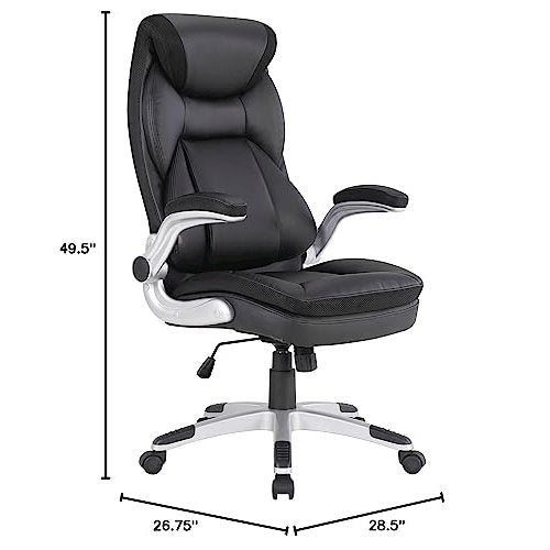 Executive Black Bonded Leather Chair with Silver Coated Nylon Base