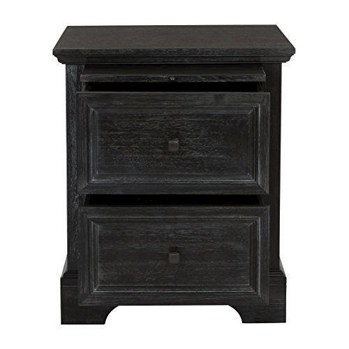 Farmhouse Basics 2 Drawer Nightstand with Tray in Rustic Black Finish, BP-4200-11B
