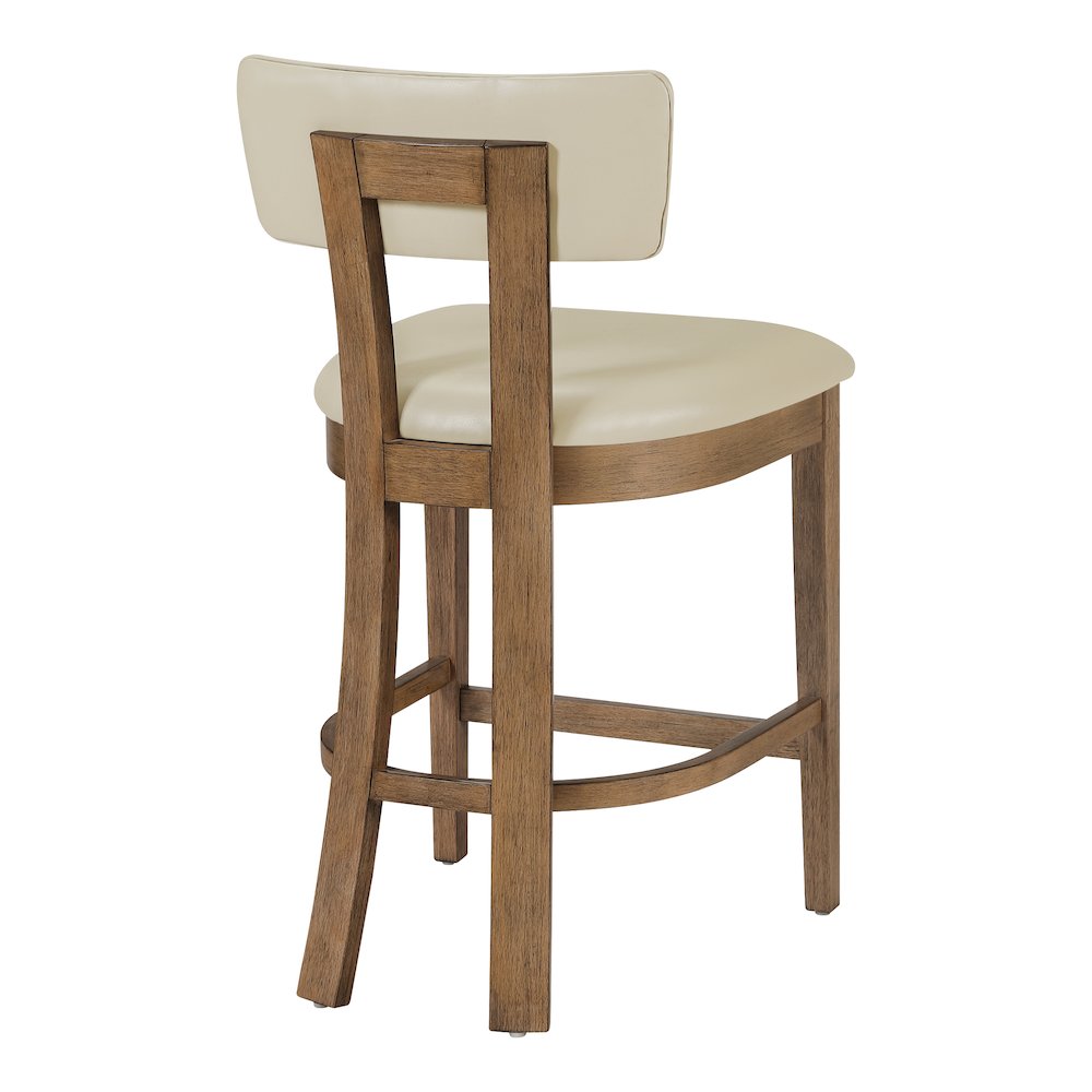 Hanson 26" Counter Stool with Taupe Faux Leather and Medium Oak Wood, 2-Pack