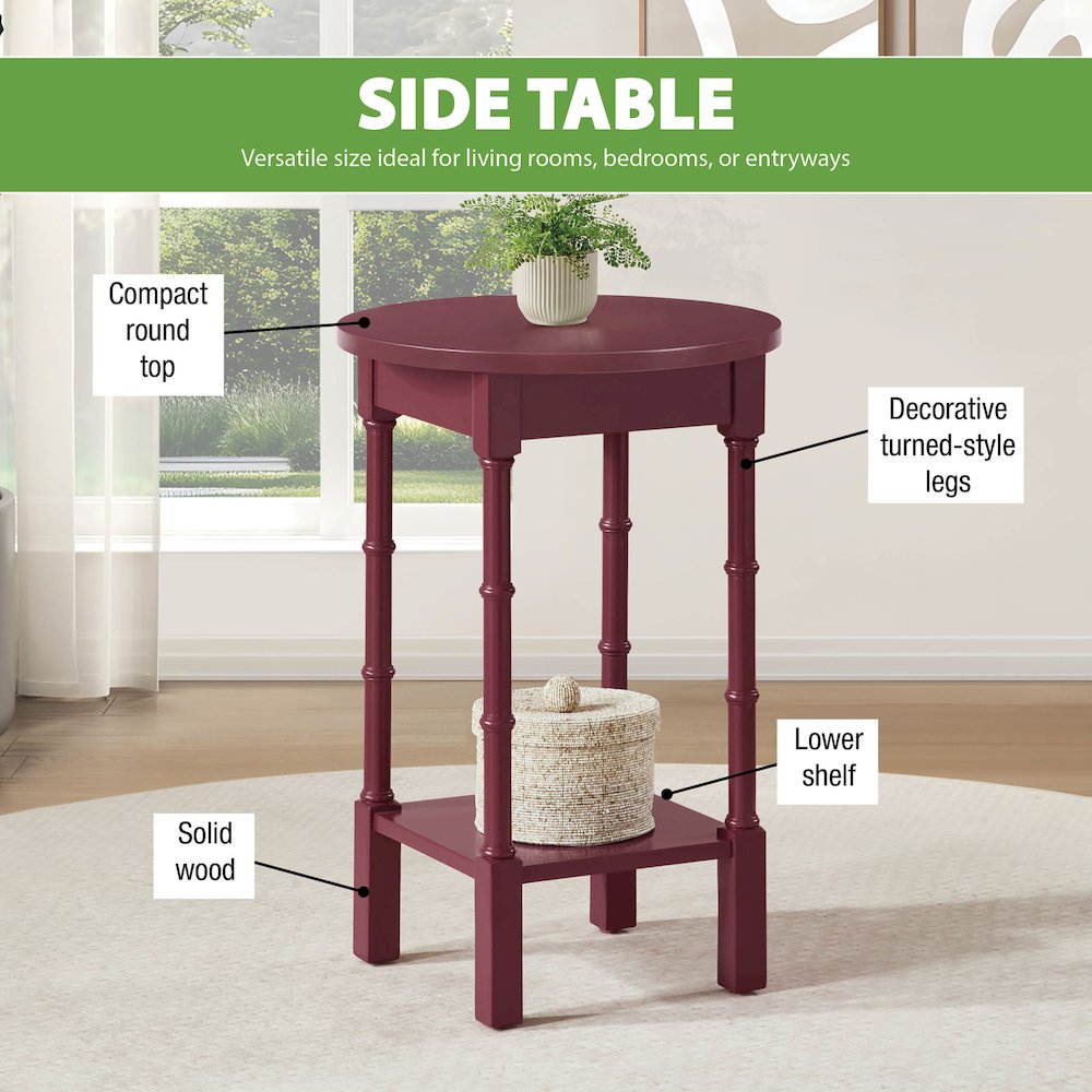 Golden Side Table in Maroon Wood Finish