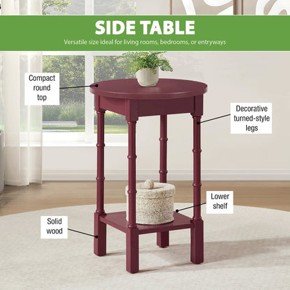 Golden Side Table in Maroon Wood Finish