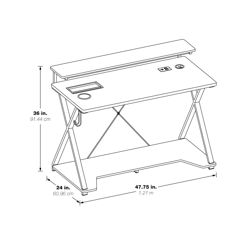 Checkpoint Ghost Battlestation Gaming Desk with RGB LED Lights, CKP4824GD