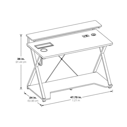 Checkpoint Ghost Battlestation Gaming Desk with RGB LED Lights, CKP4824GD