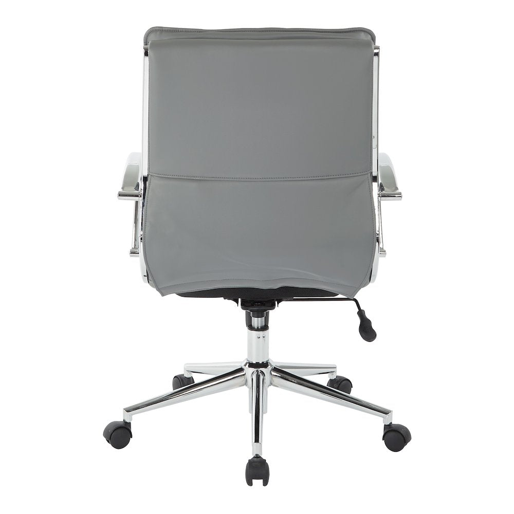 Mid-Back Manager’s Faux Leather Chair with Chrome Base, Removable Arm Sleeves.