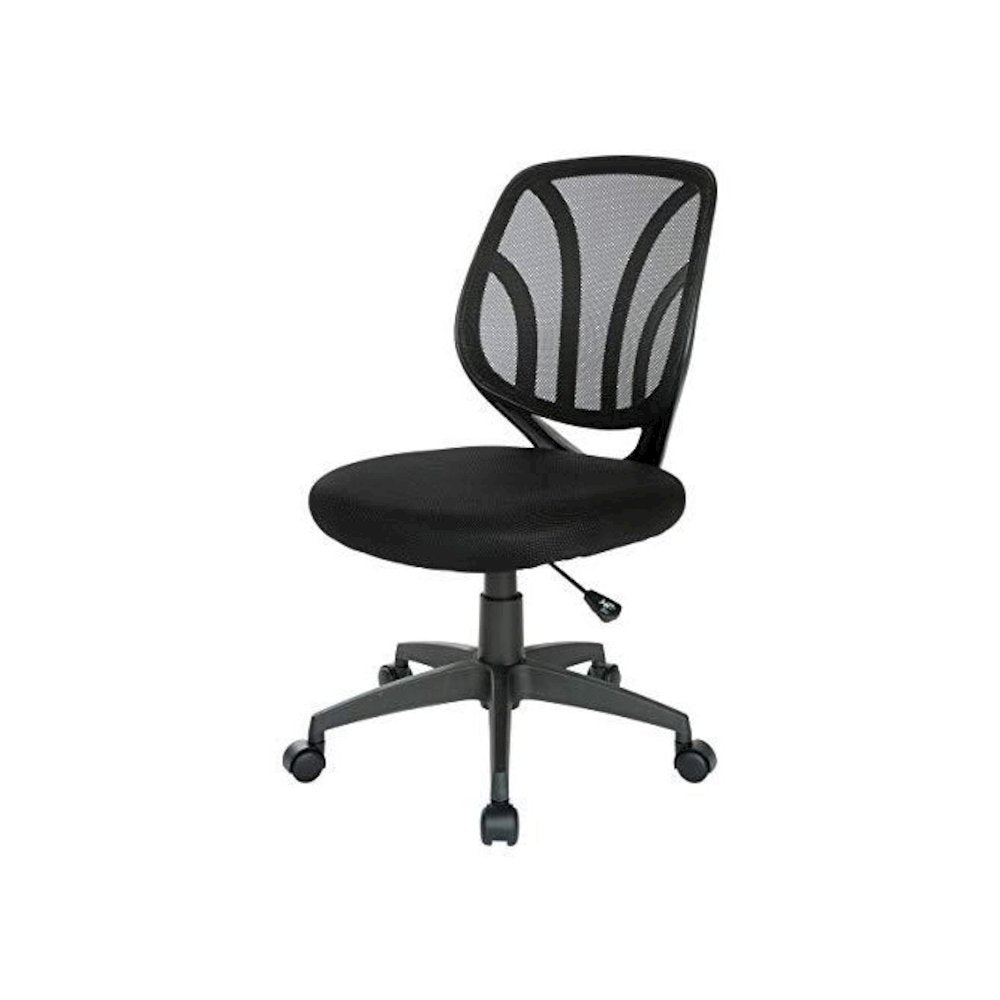Black Armless Desk Chair – Modern Office Chair With Mesh Screen Back