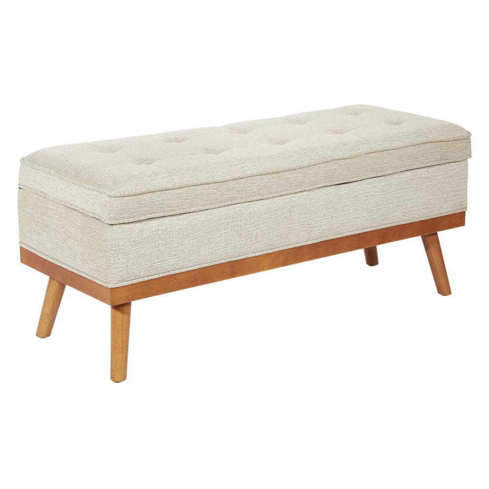 Katheryn Storage Bench in Linen Fabric with Light Espresso Legs , KAT-BY6