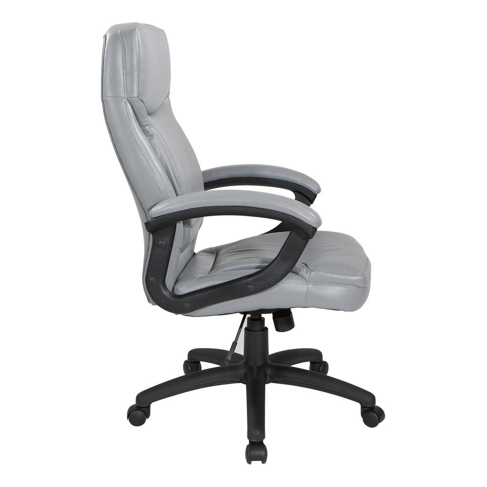 Executive High Back Charcoal Grey Bonded Leather Chair with Locking Tilt Control and Match Stitching, EC6583-EC42