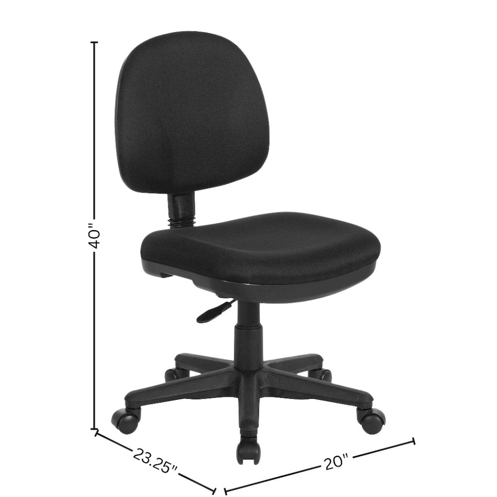 Black Armless Office Chair – High-Back Chair for Desks