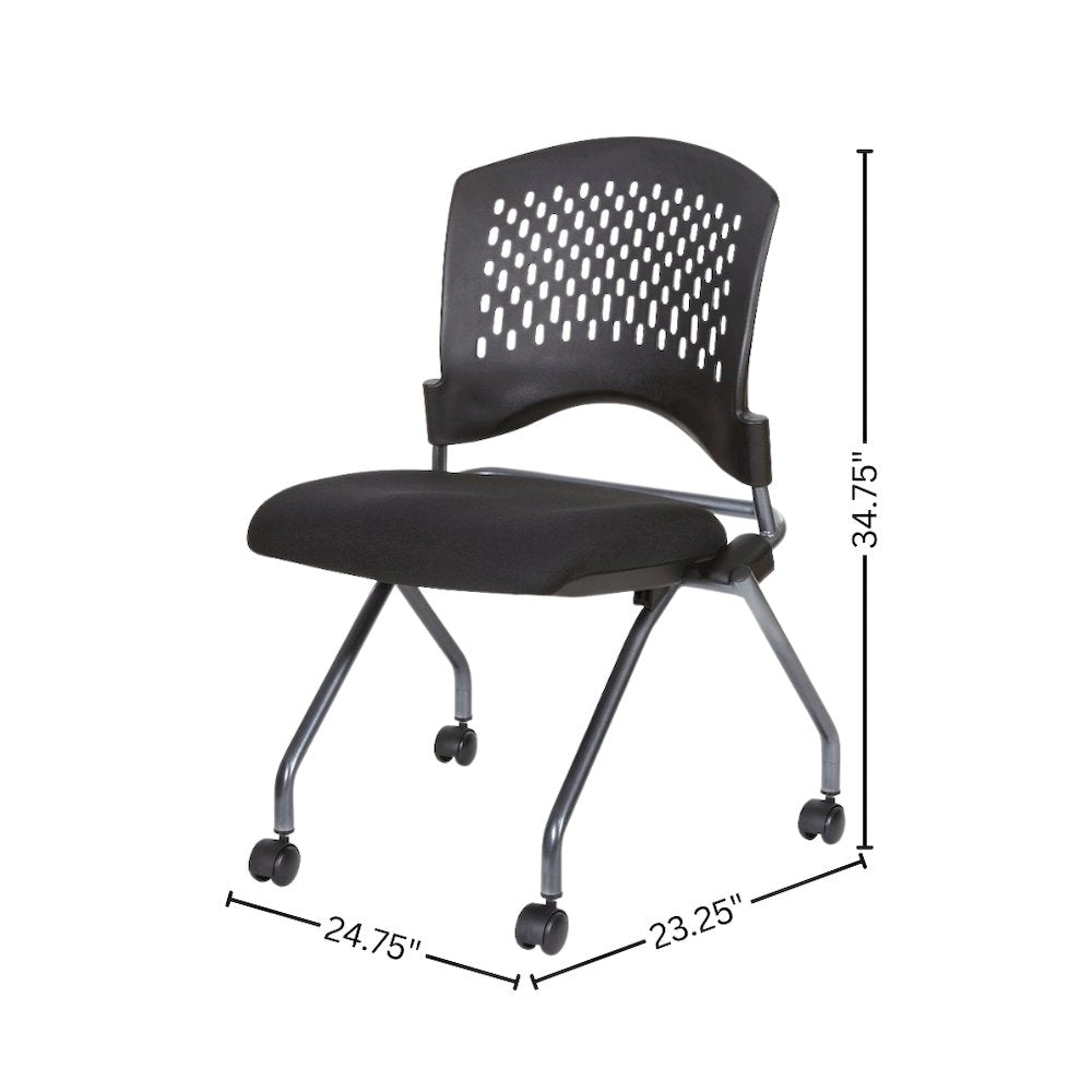 Black Foldable Office Chair, Set of 2 – Armless Reception and Conference Seating