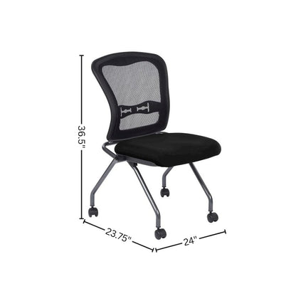 Black Folding Office Chair – Foldable Reception Chair for Conferences, Set of 2