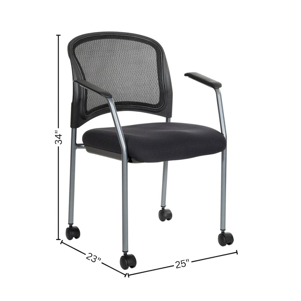 Black Reception Chair With Wheels – High-Back Guest Chair for Offices
