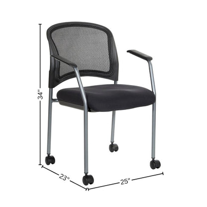 Black Reception Chair With Wheels – High-Back Guest Chair for Offices