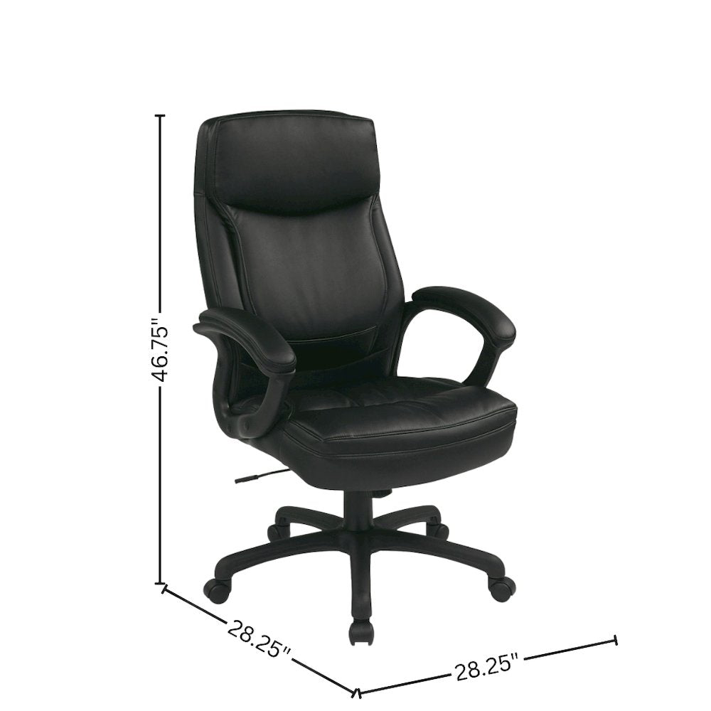 Black Leather Executive Chair – High-Back Work Chair With Wheels