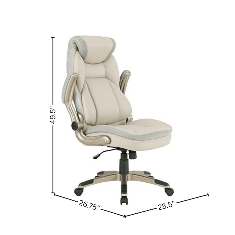 Taupe Bonded Leather Executive Chair With Cocoa Coated Base and Wheels