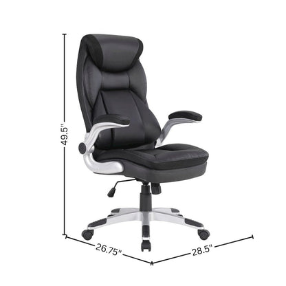 Executive Black Leather Chair – High-Back Work Chair With Silver Base
