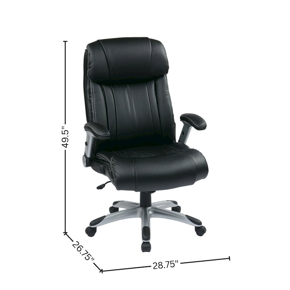 Black Leather Office Chair – Executive High Back Chair With Lumbar Support