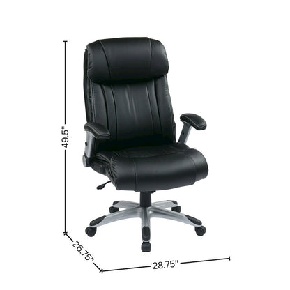 Black Leather Office Chair – Executive High Back Chair With Lumbar Support