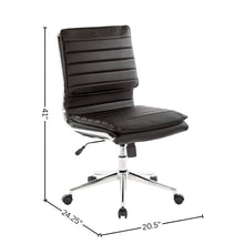 Armless Black Modern Office Chair – Faux Leather Small Desk Seating