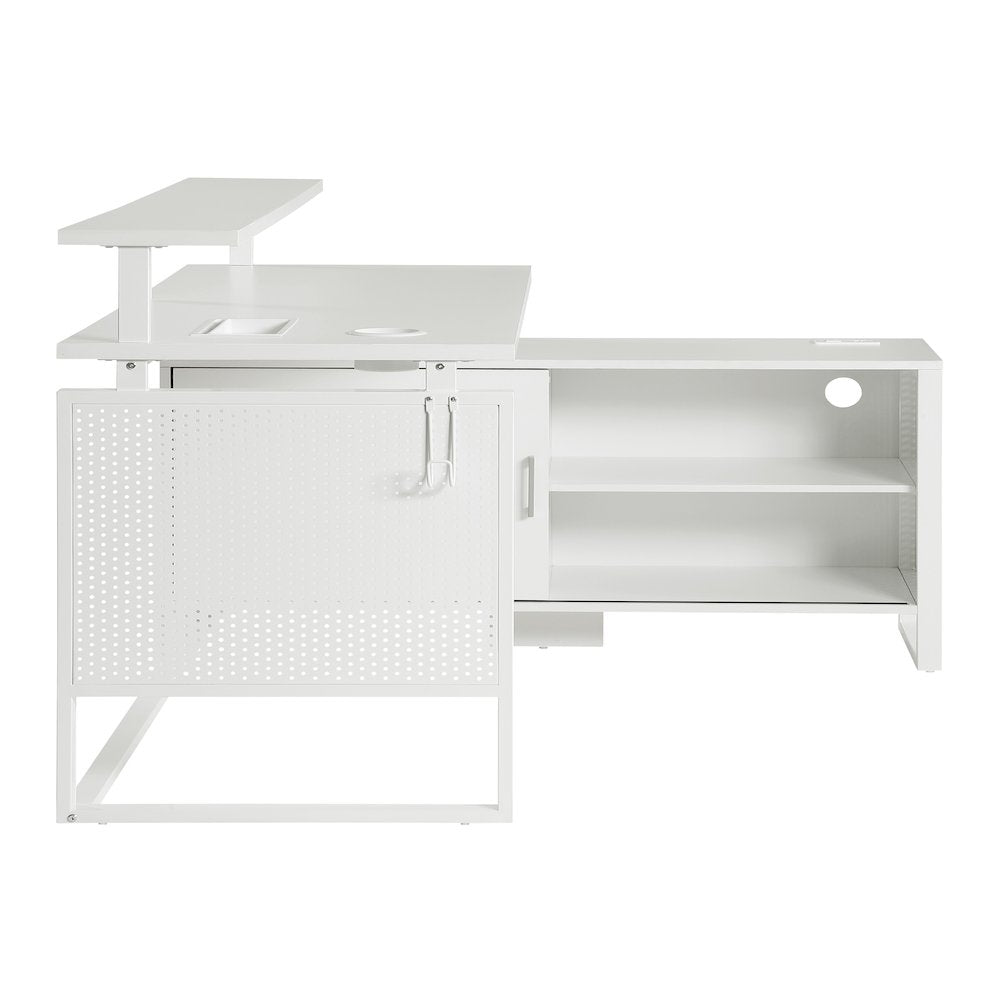 Ace 60"x 50" L-Shape Desk in White Top and White Frame