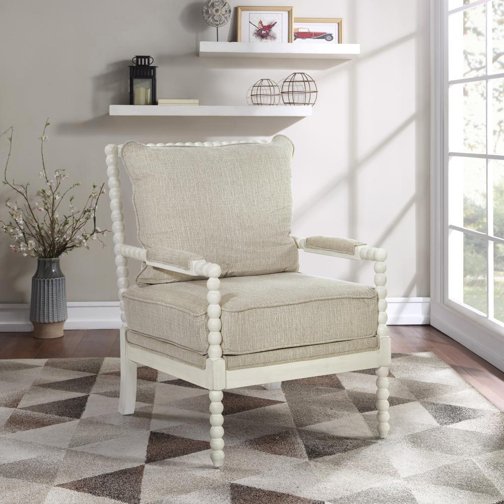 Kaylee Spindle Chair, Beige Linen