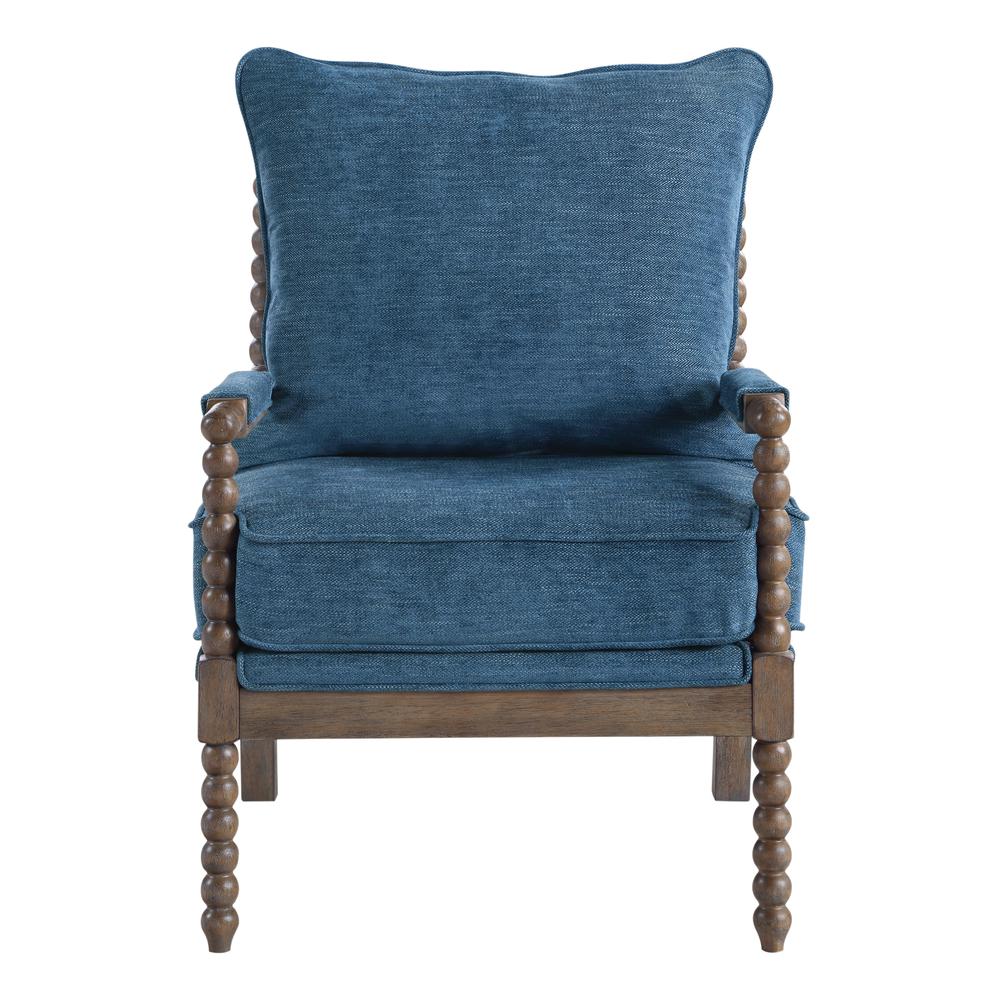Fletcher Spindle Chair in Navy Fabric with Brush Charcoal Finish, FLR-H16