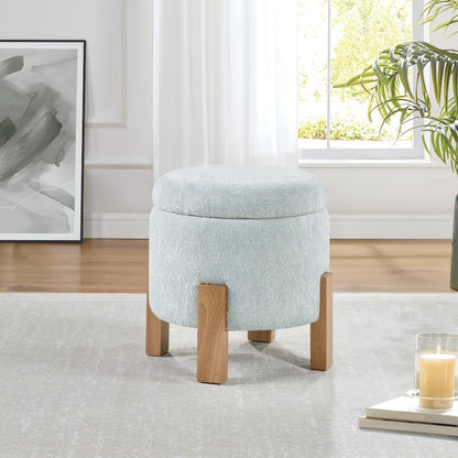 Annie Storage Ottoman in Sky Fabric with Natural Finish Legs