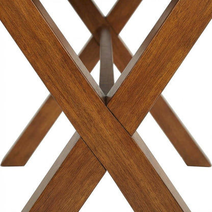 Wooden Office Desk With Power Outlets In Toasted Wheat Finish