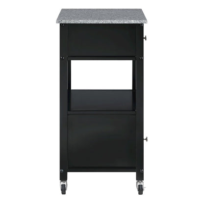 Fairfax Kitchen Cart with Granite Top and Black Base