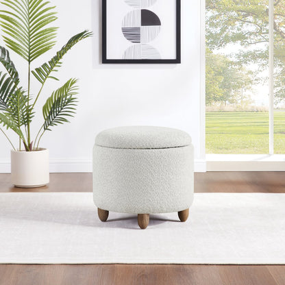 Lyra Storage Ottoman in Taupe Cord Fabric with Medium Oak Legs