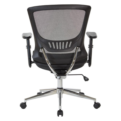 Mesh Screen Seat and Back Manager's Chair with Height Adjustable Arms and Chrome Base, EM98910C-3