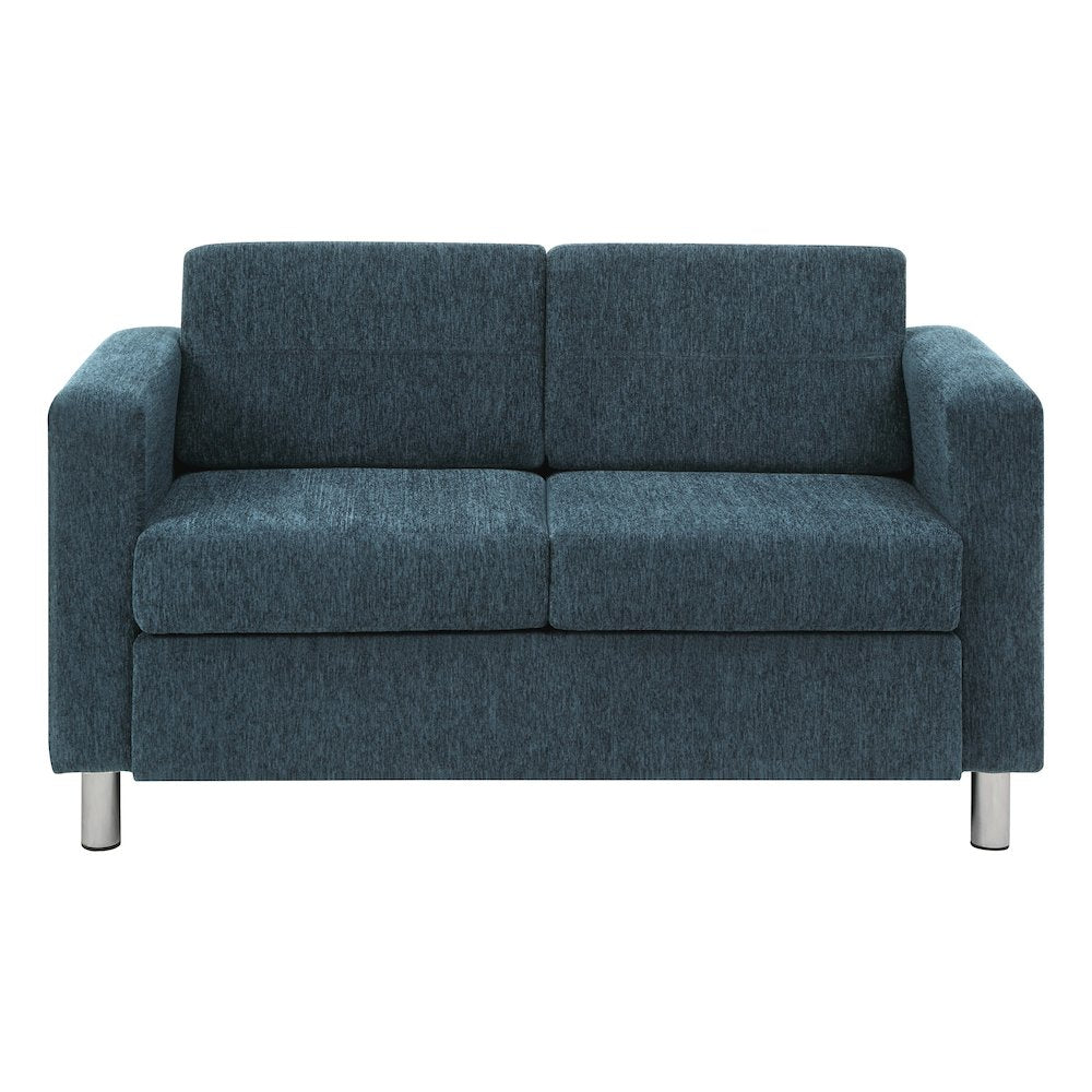 Pacific Loveseat in Navy Fabric with Chrome Legs