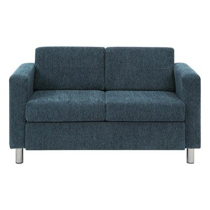 Pacific Loveseat in Navy Fabric with Chrome Legs
