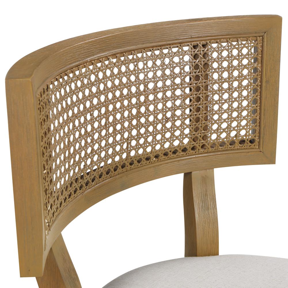 Alaina 26" Cane Back Counter Stool in Linen Fabric with Coastal Wash