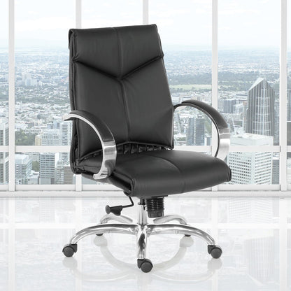 Deluxe Mid Back Black Lthr Chair