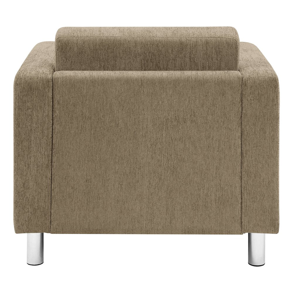 Pacific Armchair in Taupe Fabric with Chrome Legs