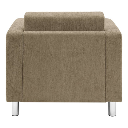 Pacific Armchair in Taupe Fabric with Chrome Legs
