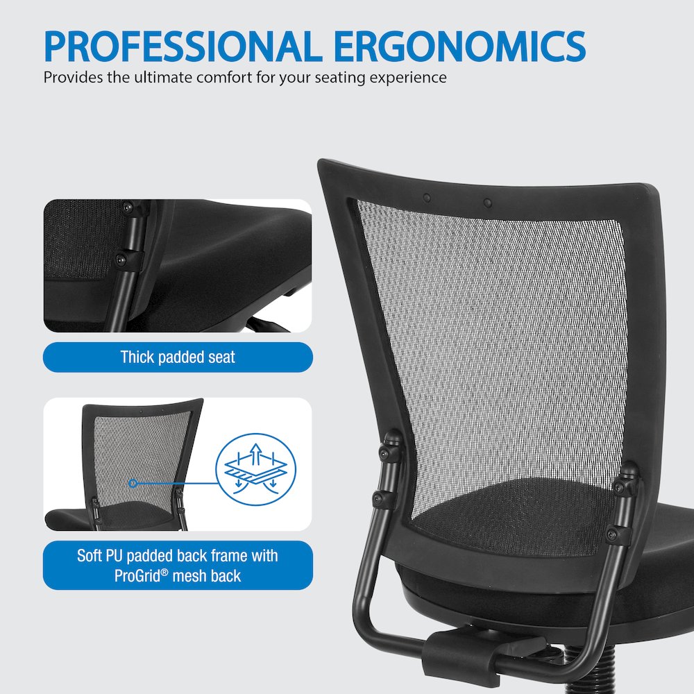 Soft PU Padded Back Frame with Breathable ProGrid Mesh Back Drafting Chair