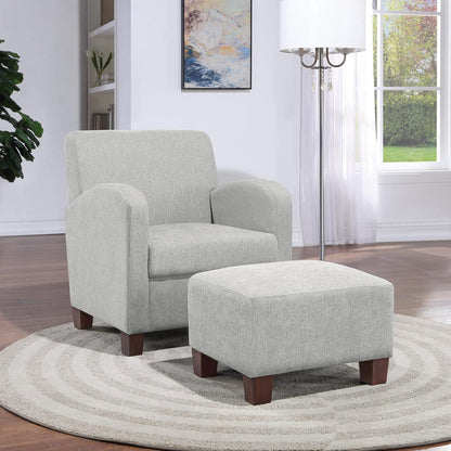 Aiden Chair & Ottoman Herringbone Smoke with Medium Espresso Legs, ADN-H14