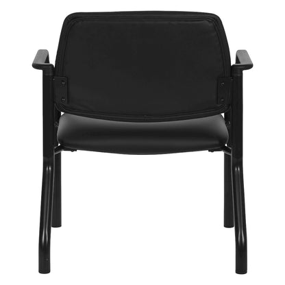 Big & Tall Guest Chair in Dillon Black Fabric with PU Arms and Black Metal Frame