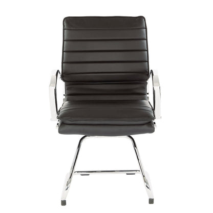 Guest Faux Leather Chair with Chrome Base and Includes Removable Arm Sleeves