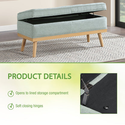 Katheryn Storage Bench in Mist Fabric with National Wood Legs