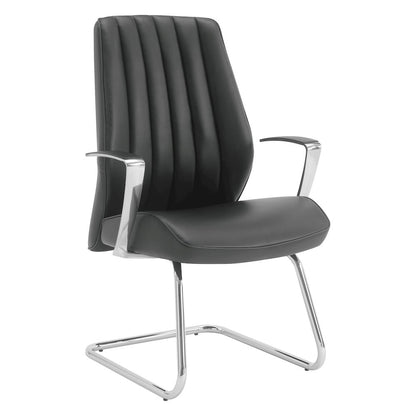 Visitor’s Chair with Fixed Padded Aluminum Arms and Chrome Sled Base