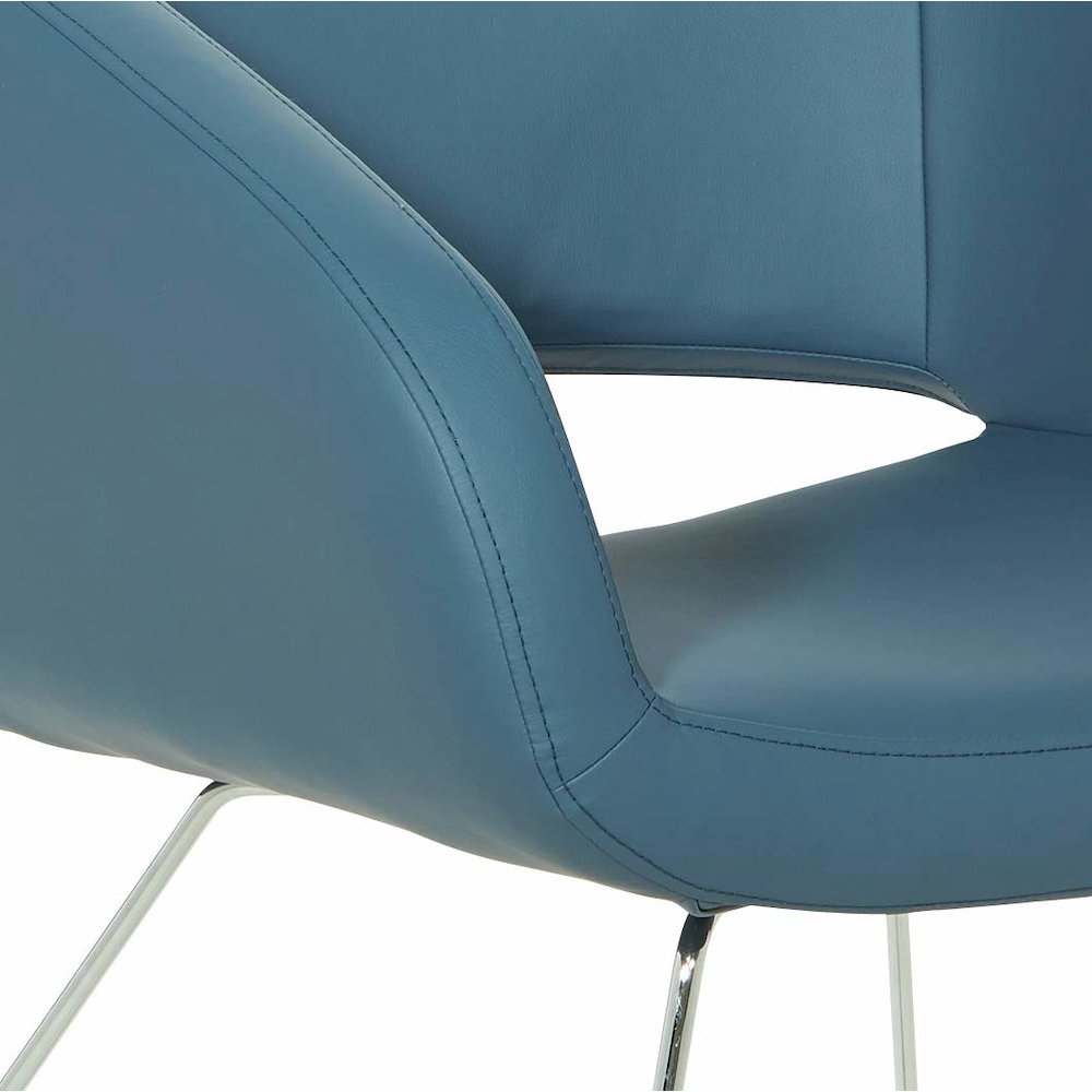 Lounge Chair in Blue Faux Leather with Chrome Base, LRL-R105