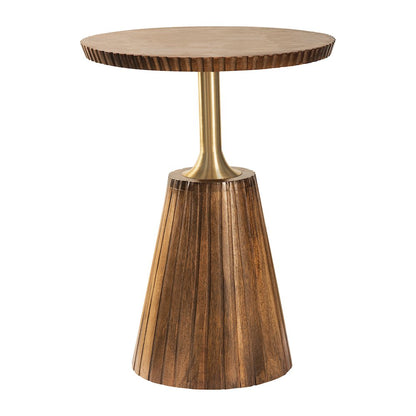 Round Side Table in Golden Honey Wood Top with Metal Base - 2 Pack