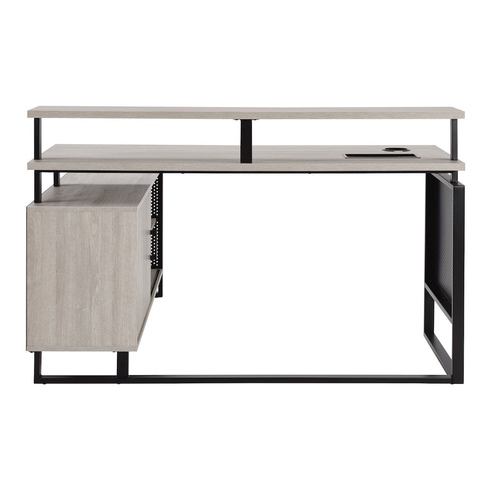 Ace 60"x 50" L-Shape Desk in Grey Taupe Top and Matte Black Frame